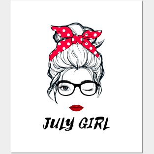 July Girl Woman Lady Wink Eye  Face Birthday Gift Posters and Art